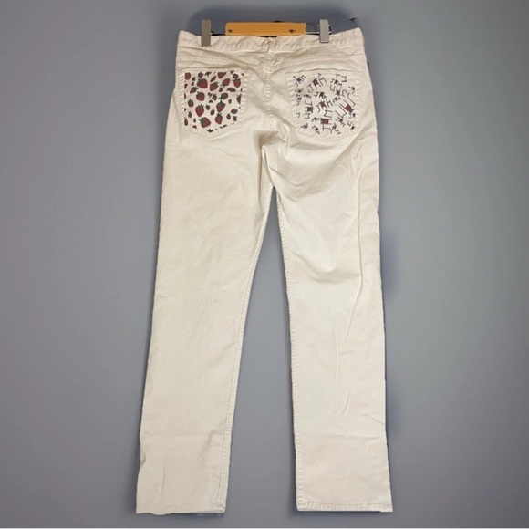Strawberry Jam Graphic Print Off White Women’s Jeans 33x32 Cherry Girl Y2K - Picture 2 of 11